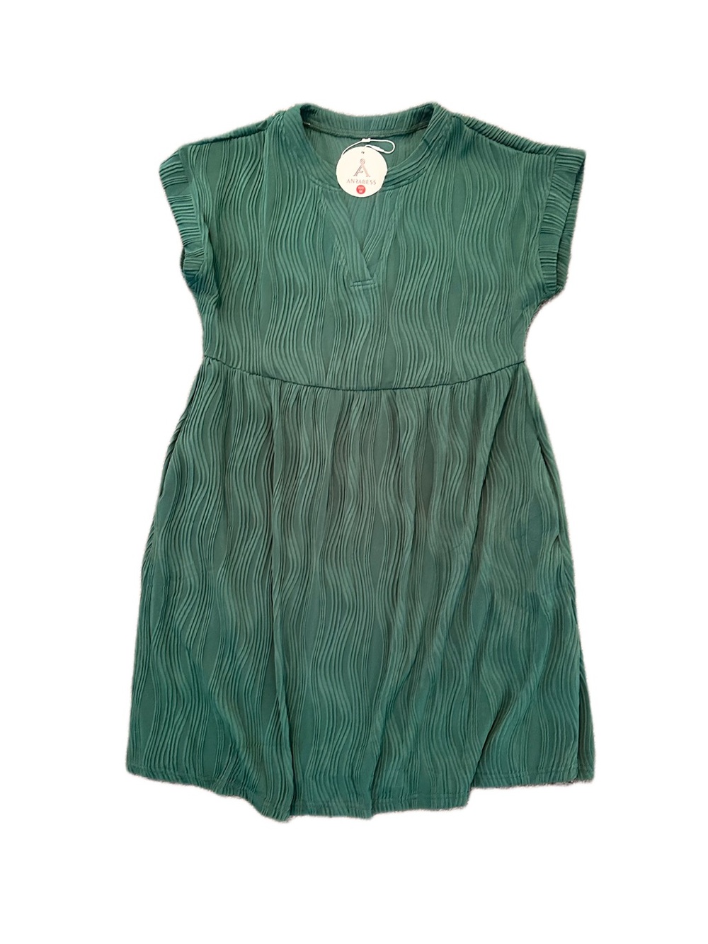 Women's Forest Green V-Neck Mini Dress